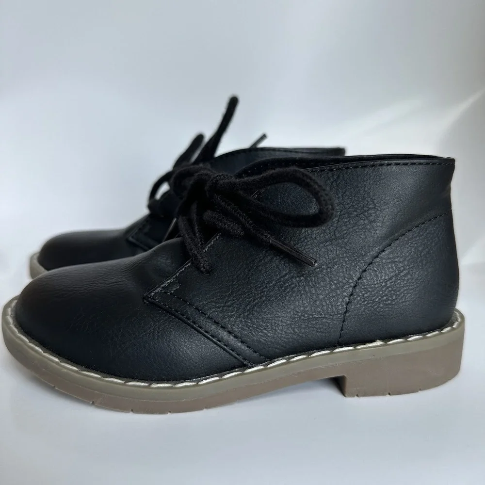 The Children's Place Boy's Black Lace Up Shoe Boots Toddler Size 10
